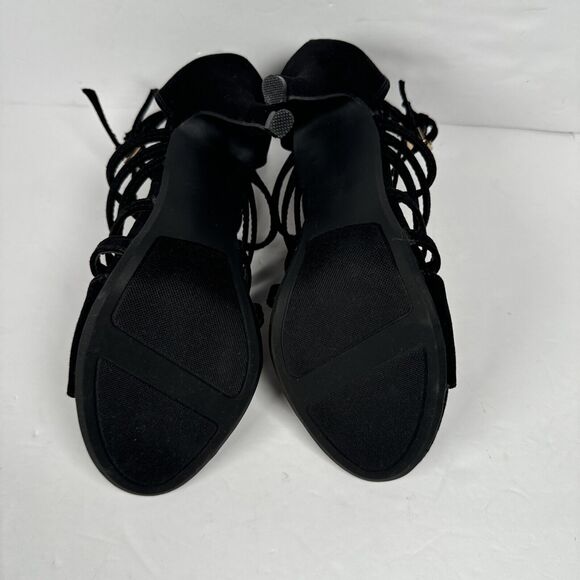 Lauren Conrad Black‎ Stappy open-toed shoes size 6.5 Stiletto Heels Back Zip - Picture 11 of 11